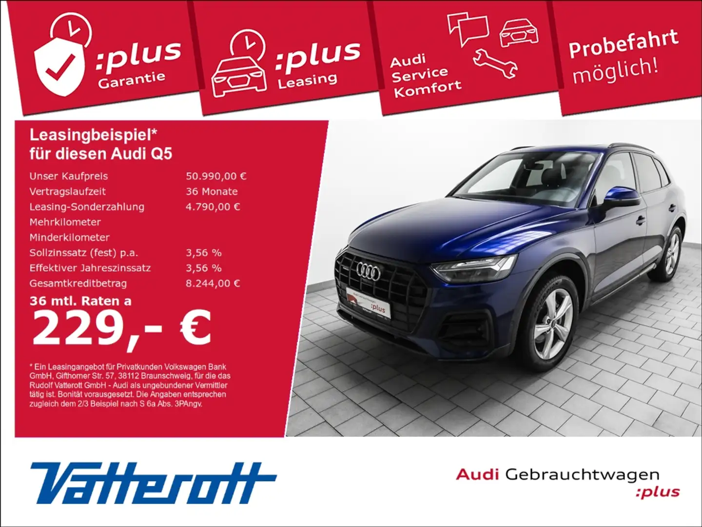 Audi Q5 45 TFSI quattro advanced AHK ACC Pano Leder Matrix Blau - 1