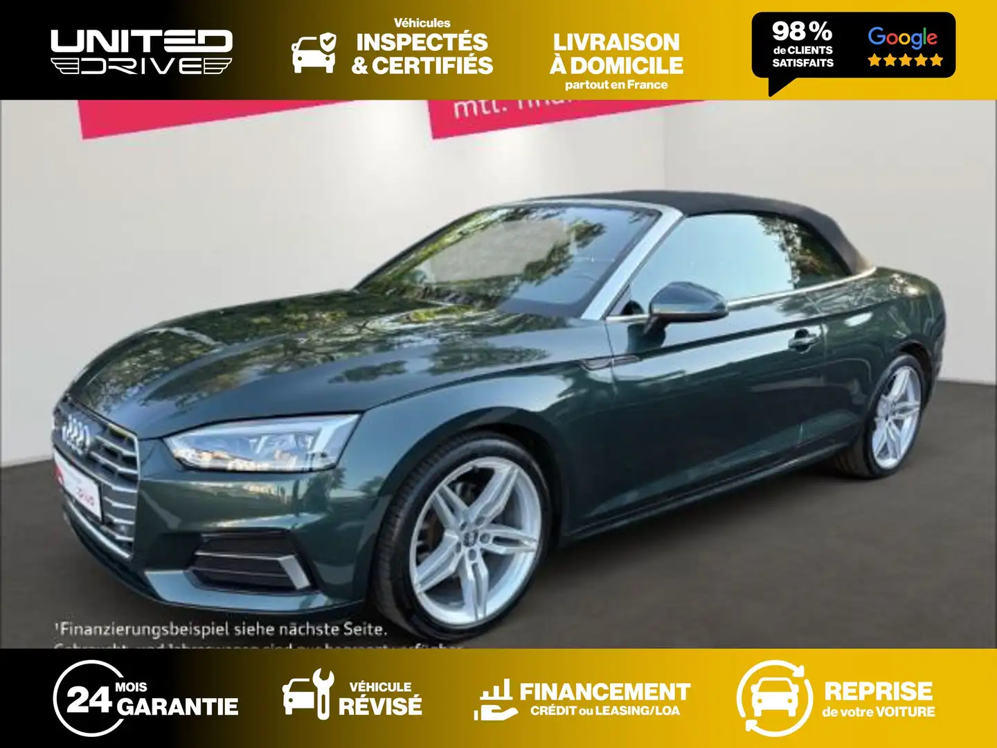 Audi A5 Cabriolet 2.0 TFSI 190 S Line Grün - 1