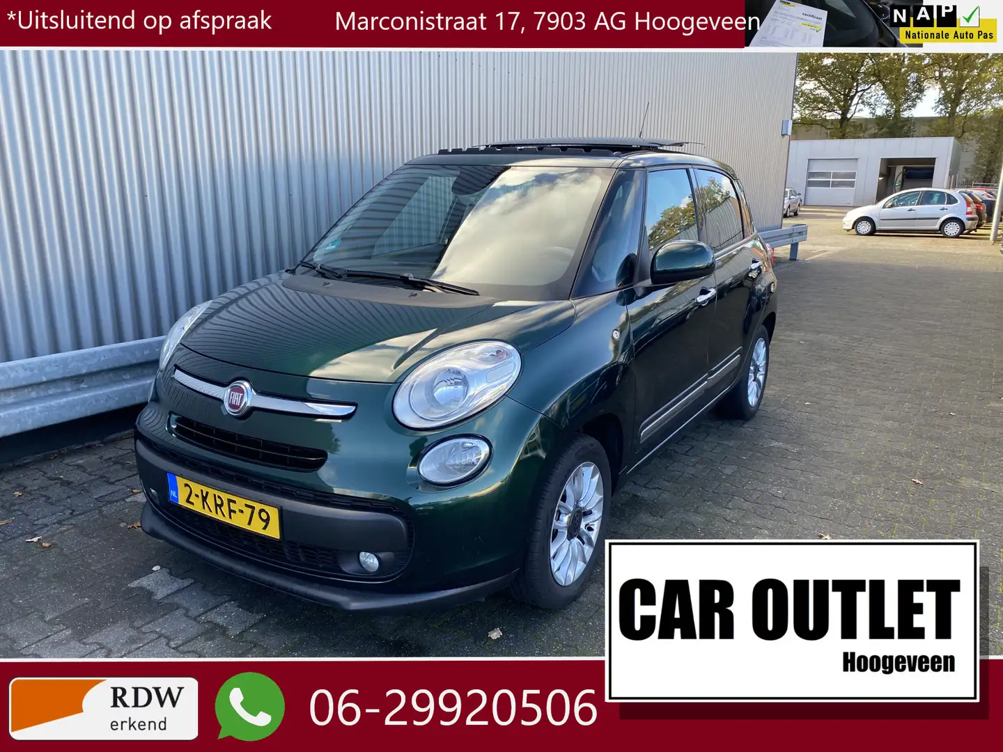 Fiat 500L 0.9 TwinAir Lounge Clima, Stoelvw, Pano, LM, Afn.T Groen - 1