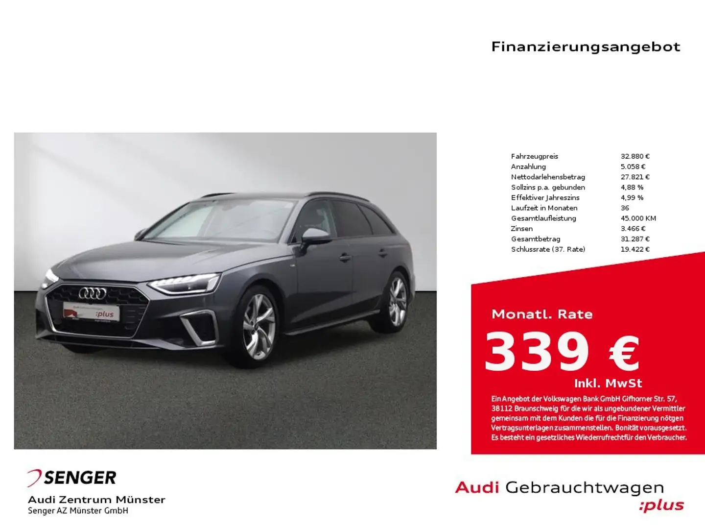 Audi A4 Avant 35 TFSI S line MMI Navi Kamera LED AHK Gris - 1