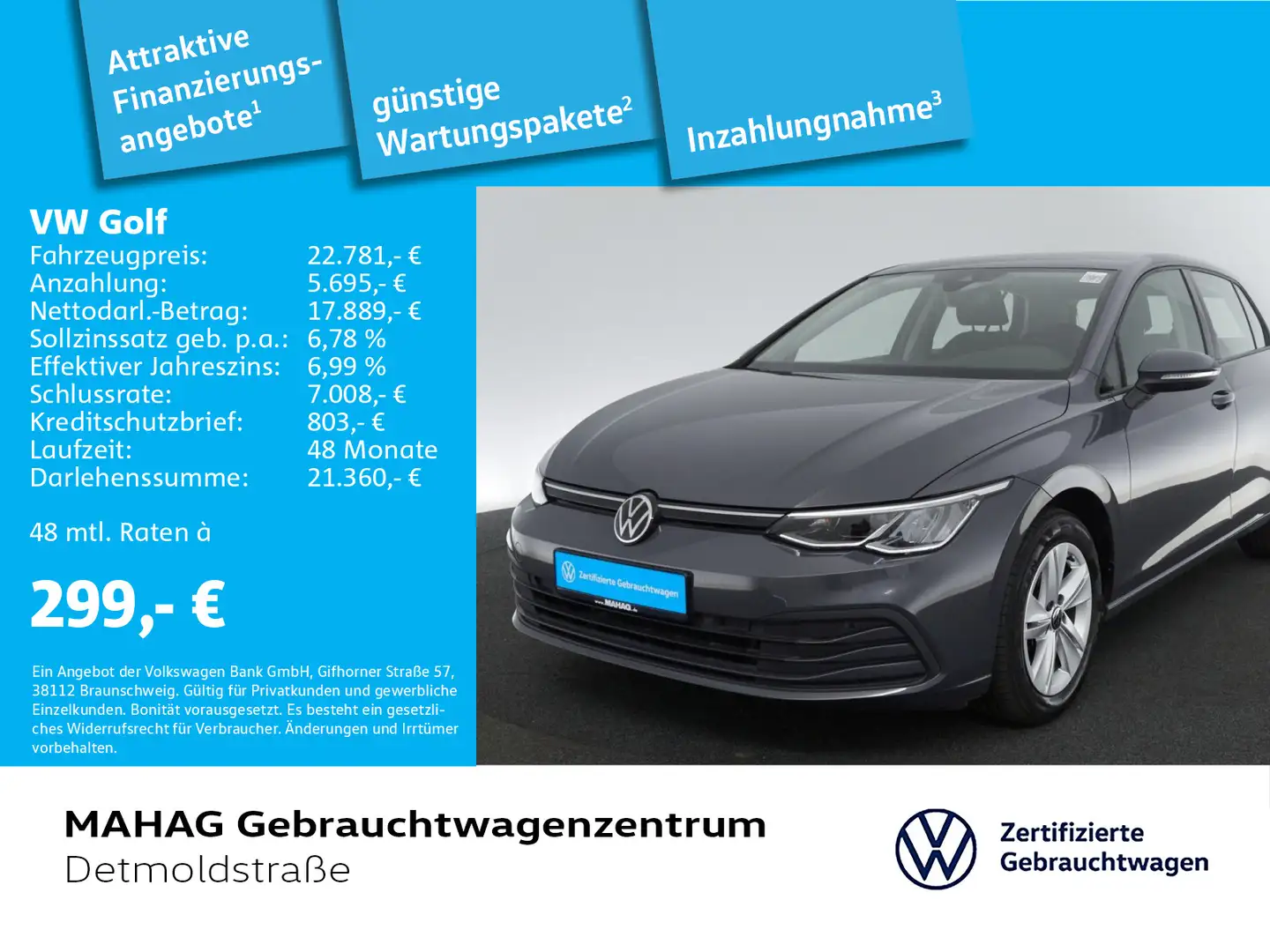 Volkswagen Golf VIII 2.0 TDI LIFE Navi LED DigitalCockpitPr Gris - 1