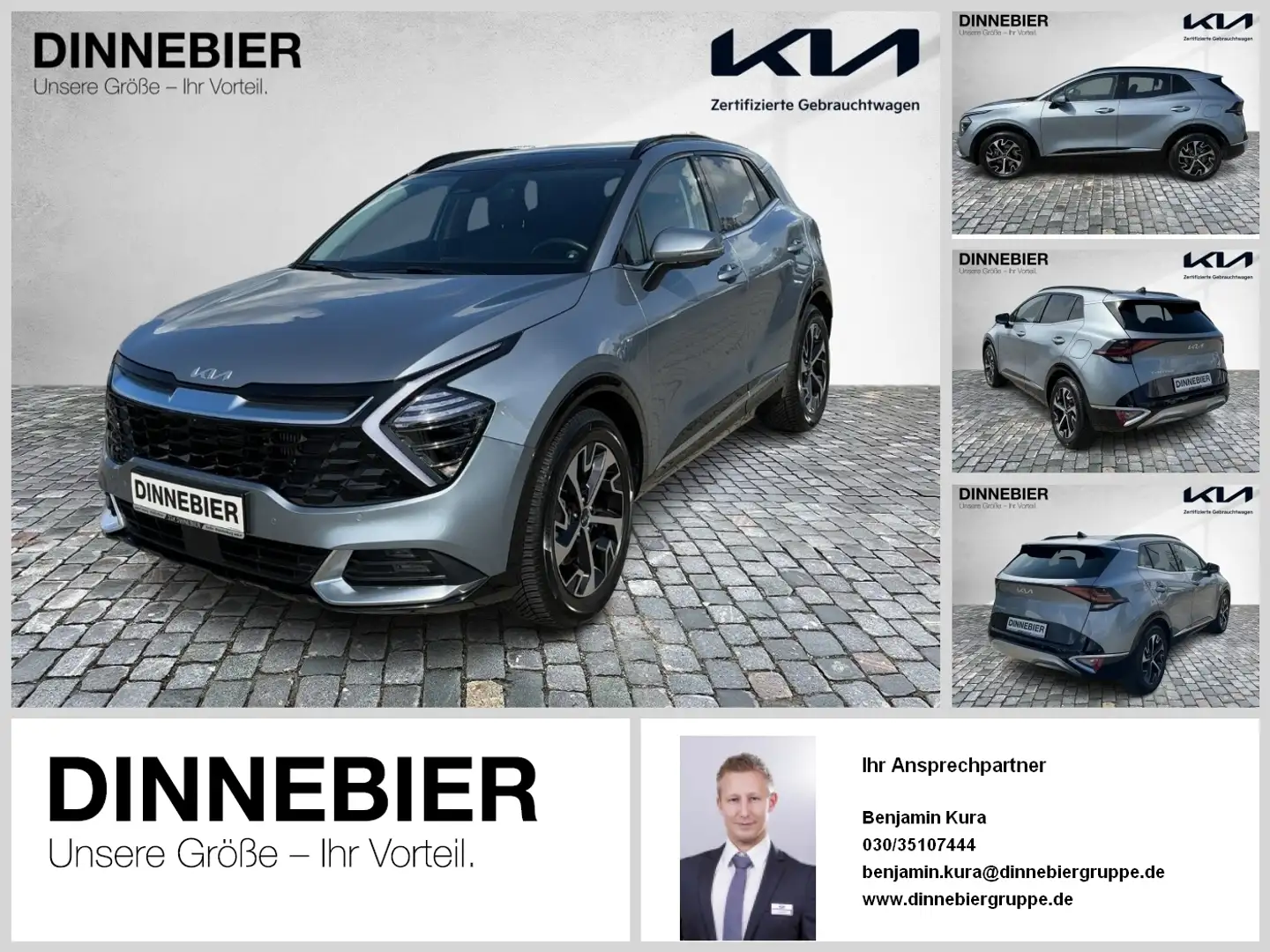 Kia Sportage Spirit 1.6T LED+360°+Glasdach+Navi Zilver - 1