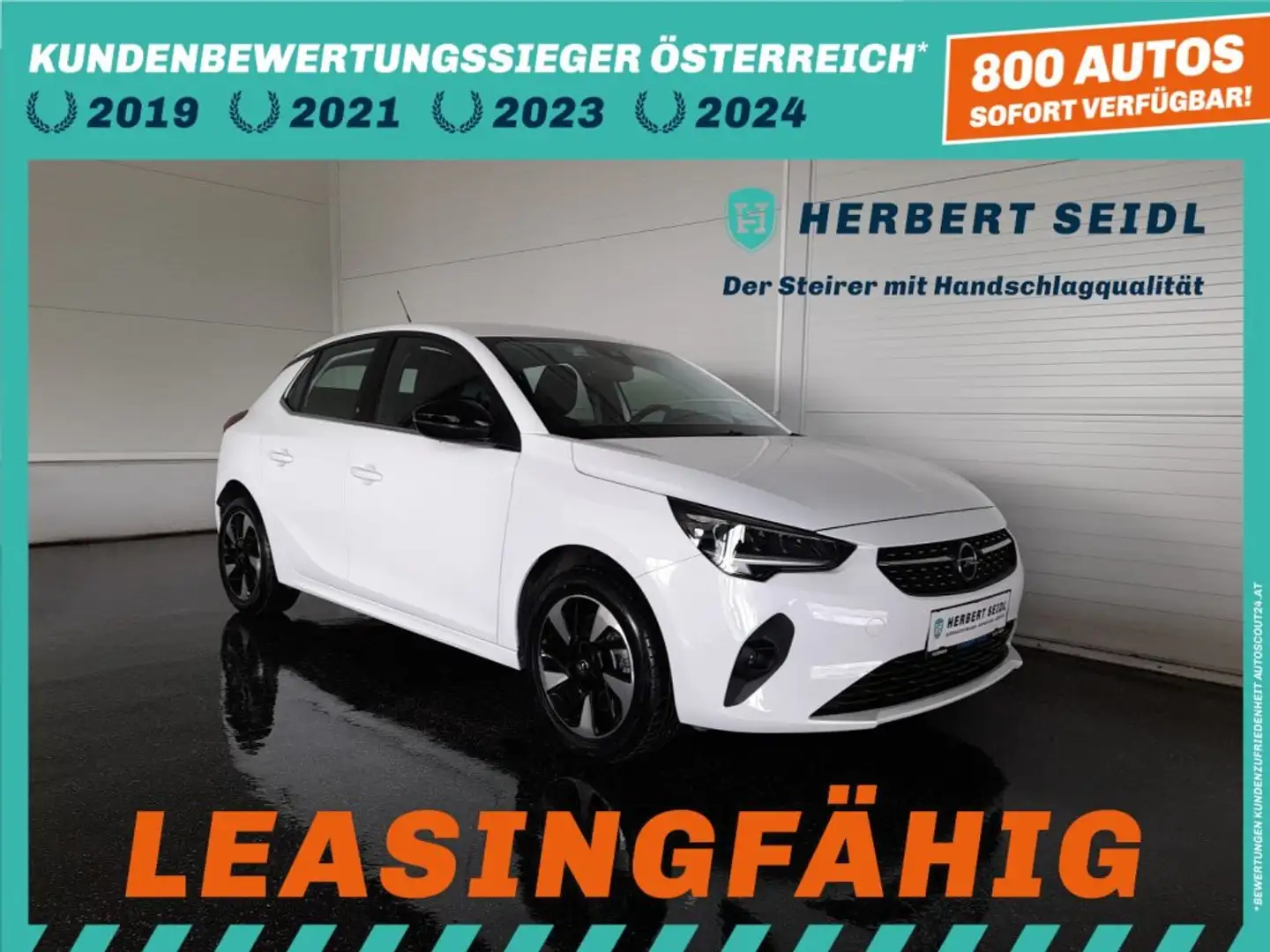 Opel Corsa e ELEGANCE Aut. *VOLL LED / 3-PHASIG LADEN / NAVI / TEILLEDER / KAMERA / SITZHEIZUNG / TEMPOMAT / KLIMAAUT.* Weiß - 1